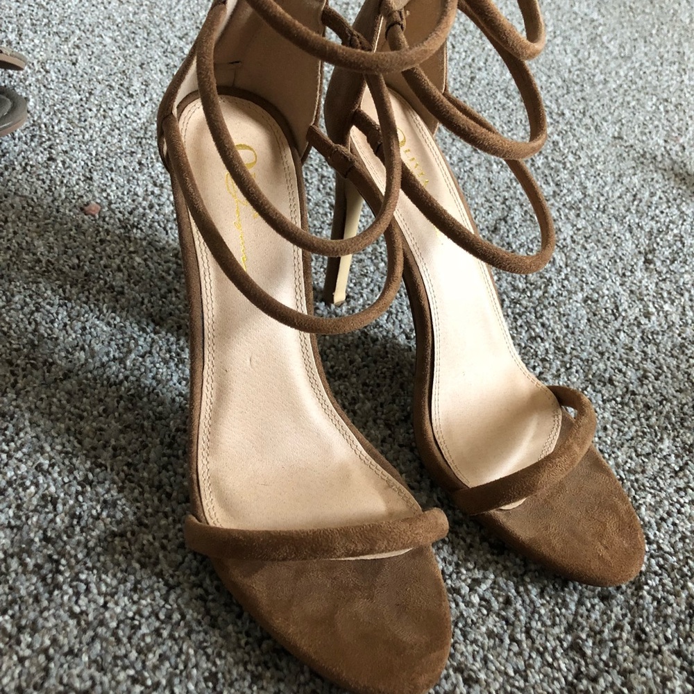 Brown suede heels